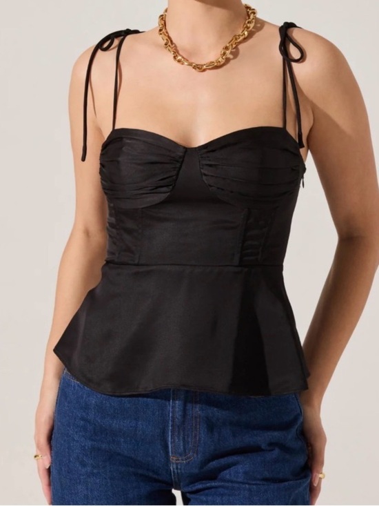 Zara Tops - Zara Black Tie-Shoulder Bustier Peplum Top